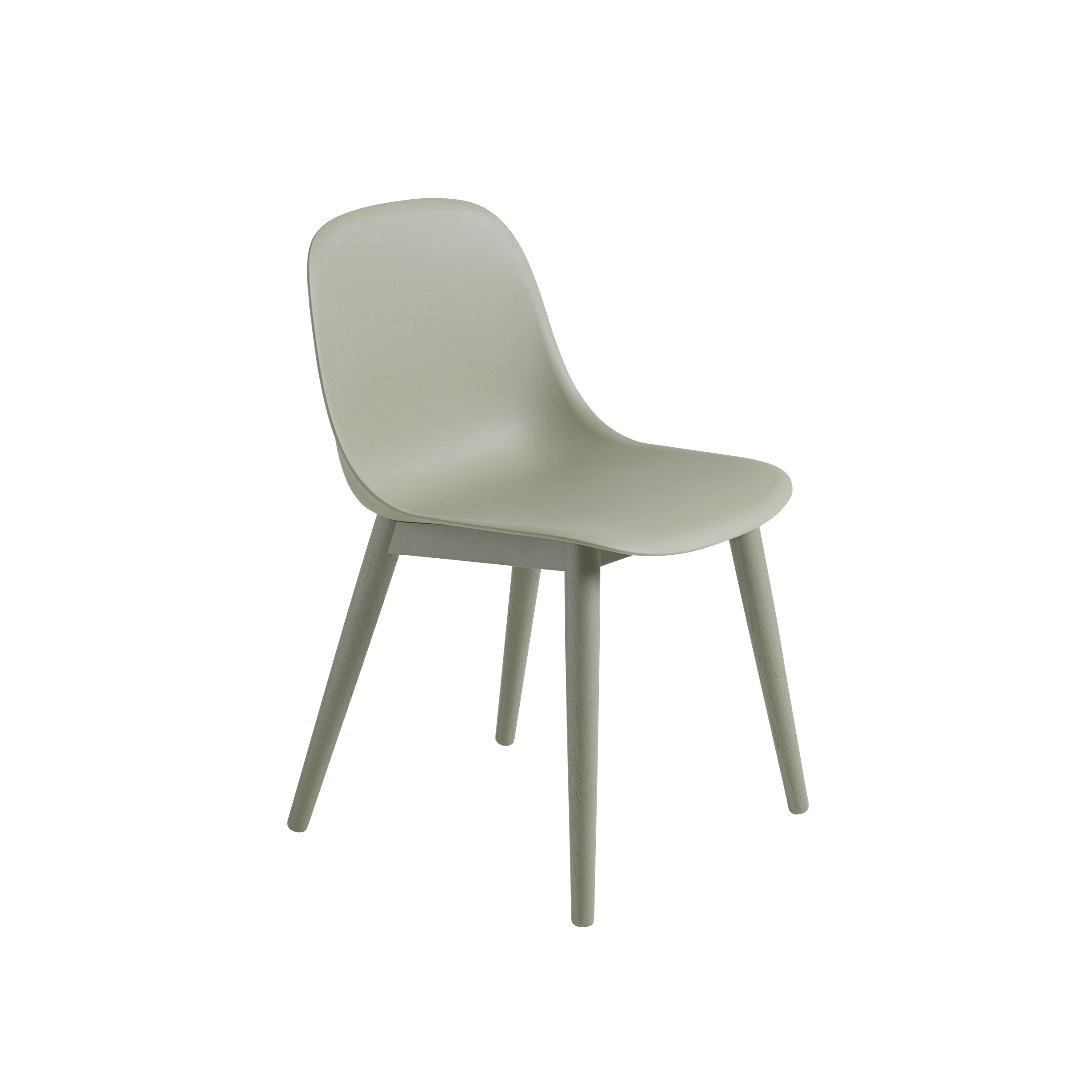 MUUTO - Fiber Spisebordsstol Wood Base, Dusty Green