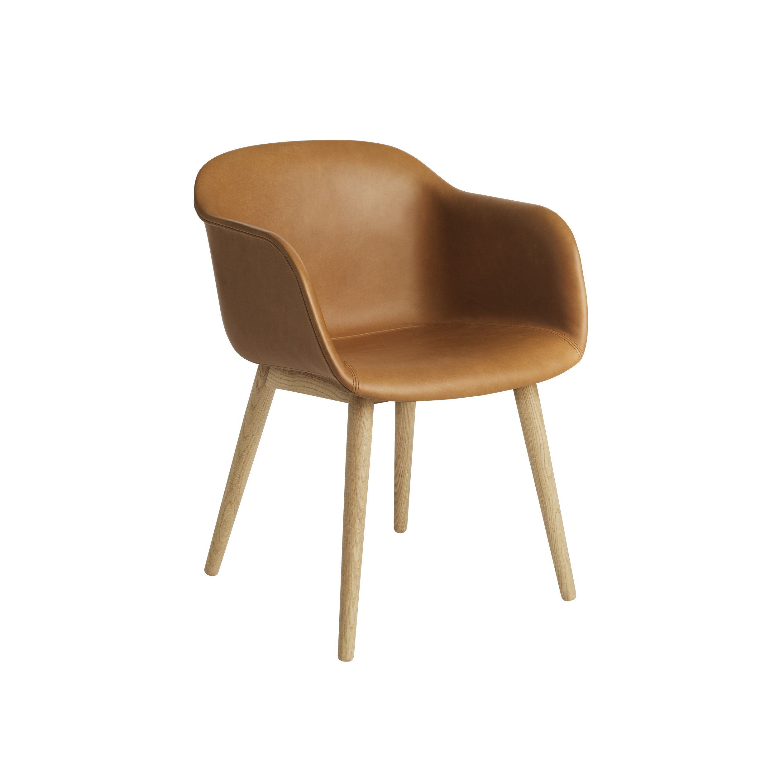 MUUTO - Fiber Armchair - Wood, Refine Leather Cognac/Oak