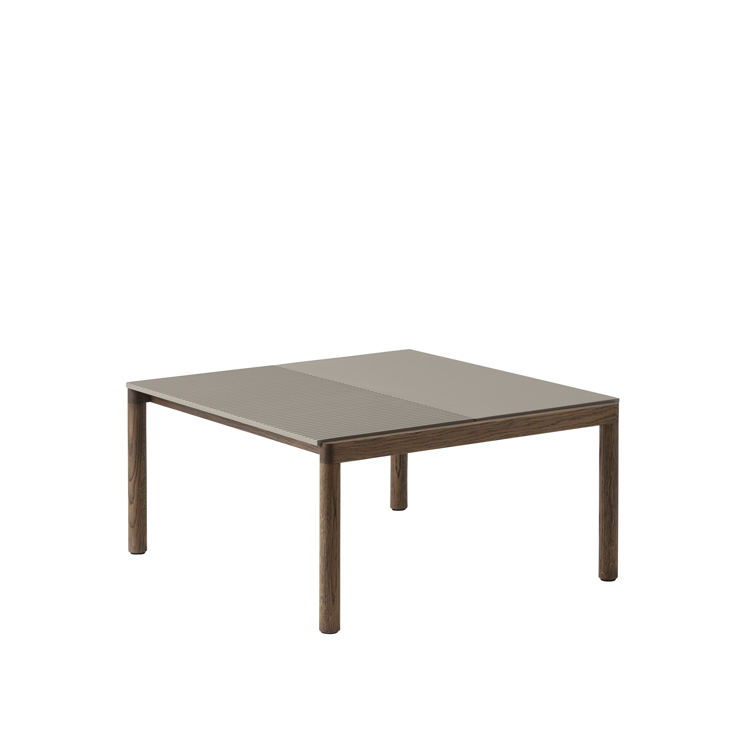 MUUTO - Couple Sofabord 80x84 - 1 Plain 1 Wavy, Taupe/Dark Oak
