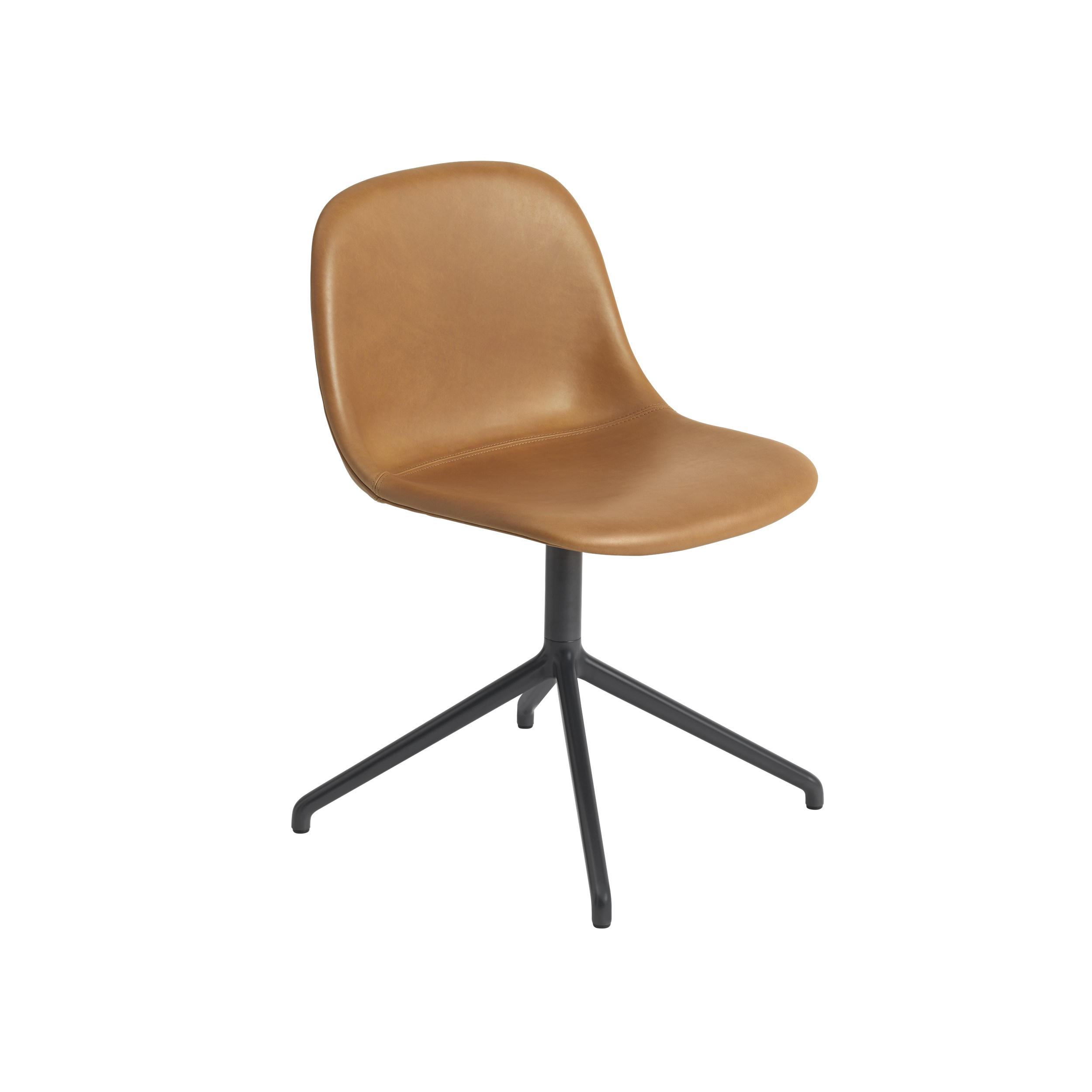 MUUTO - Fiber Spisebordsstol - Swivel, Refine Leather Cognac/Black