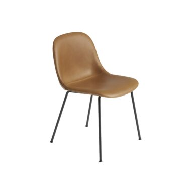 MUUTO - Fiber Spisebordsstol - Tube, Refine Leather Cognac/Black