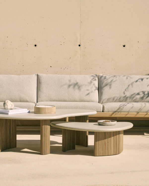 ETHNICRAFT - Boomerang Udendørs Sofabord L126, Concrete/Teak - Billede 5