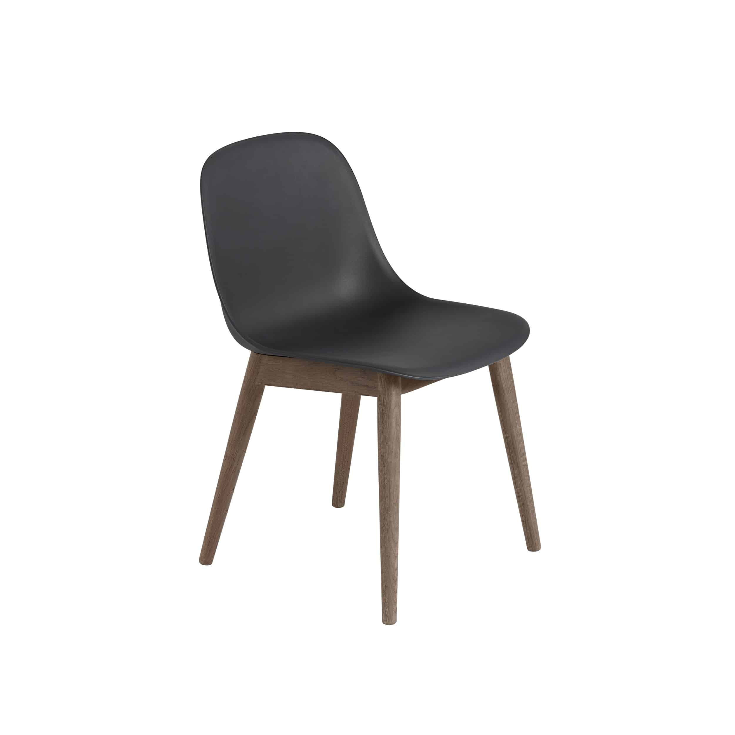 MUUTO - Fiber Spisebordsstol Wood Base, Black/Stained Dark Brown