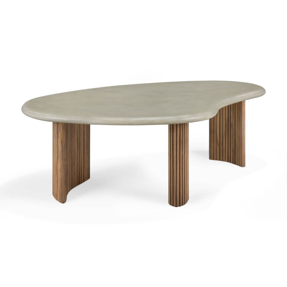 ETHNICRAFT - Boomerang Udendørs Sofabord L126, Concrete/Teak