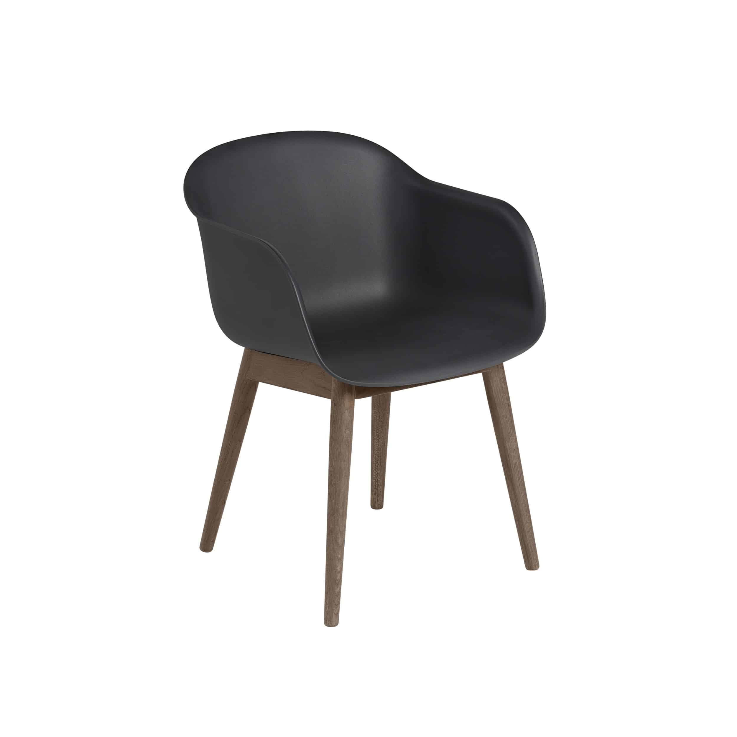 MUUTO - Fiber Armchair Wood Base, Black/Stained Dark Brown