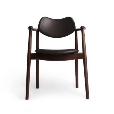 RO COLLECTION - Regatta Spisebordsstol, Walnut Stain/Standard Leather Dark Brown