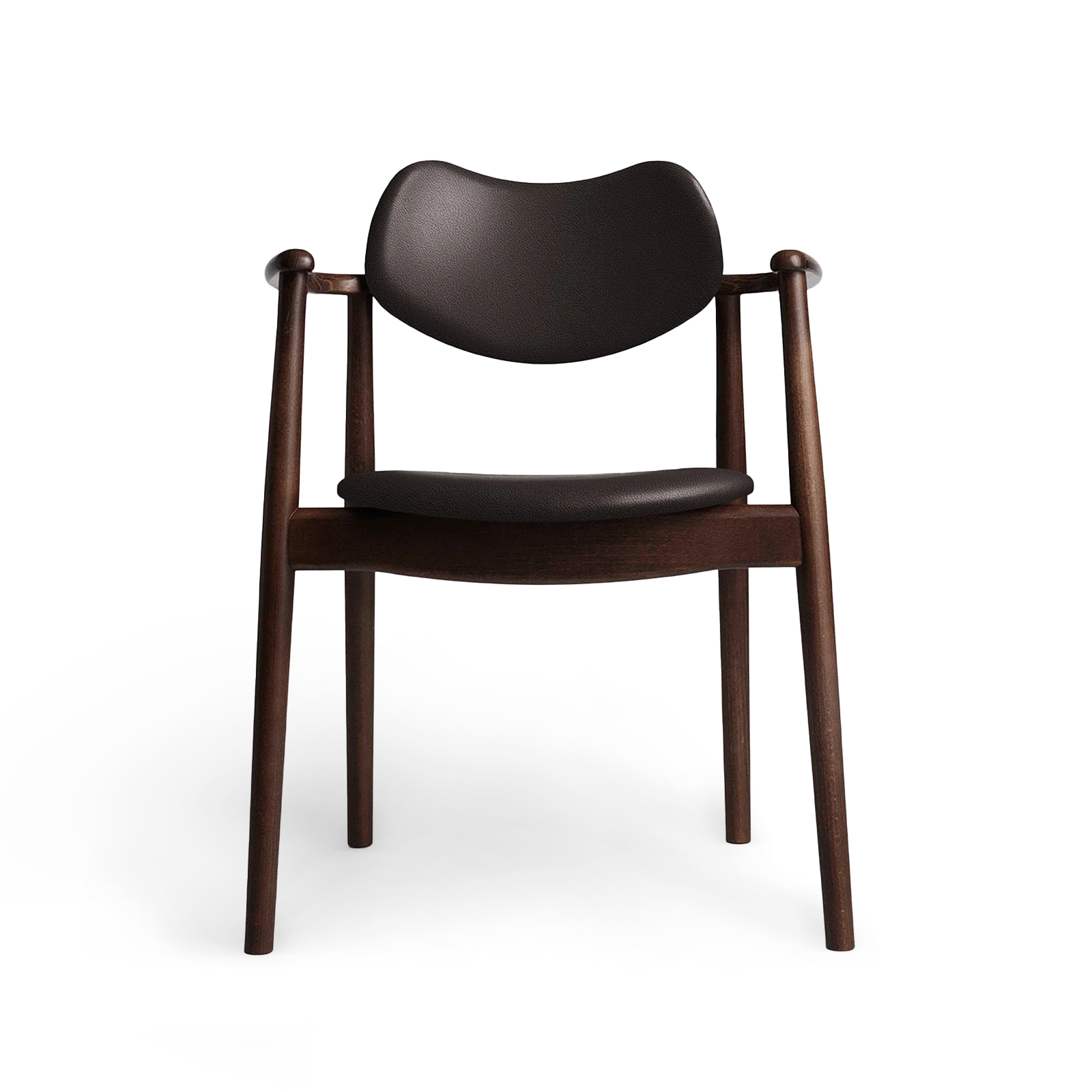 RO COLLECTION - Regatta Spisebordsstol, Walnut Stain/Standard Leather Dark Brown