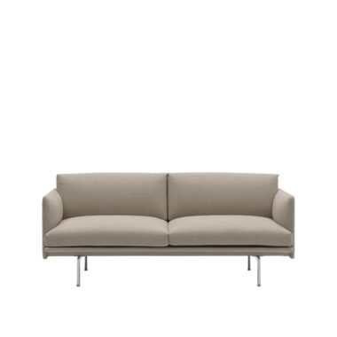 MUUTO - Outline Sofa 2-seater, Ecriture 240/Polished Aluminum