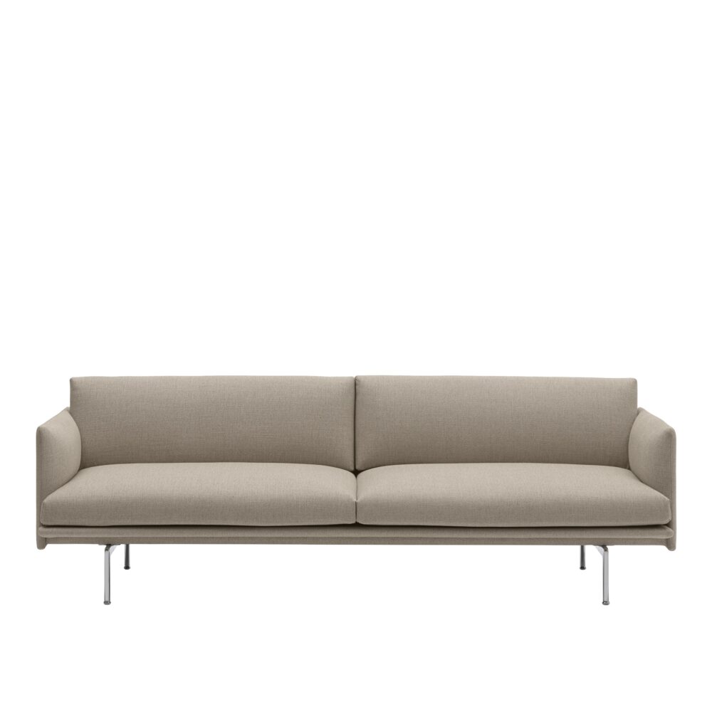 MUUTO - Outline Sofa 3-seater, Ecriture 240/Polished Aluminum