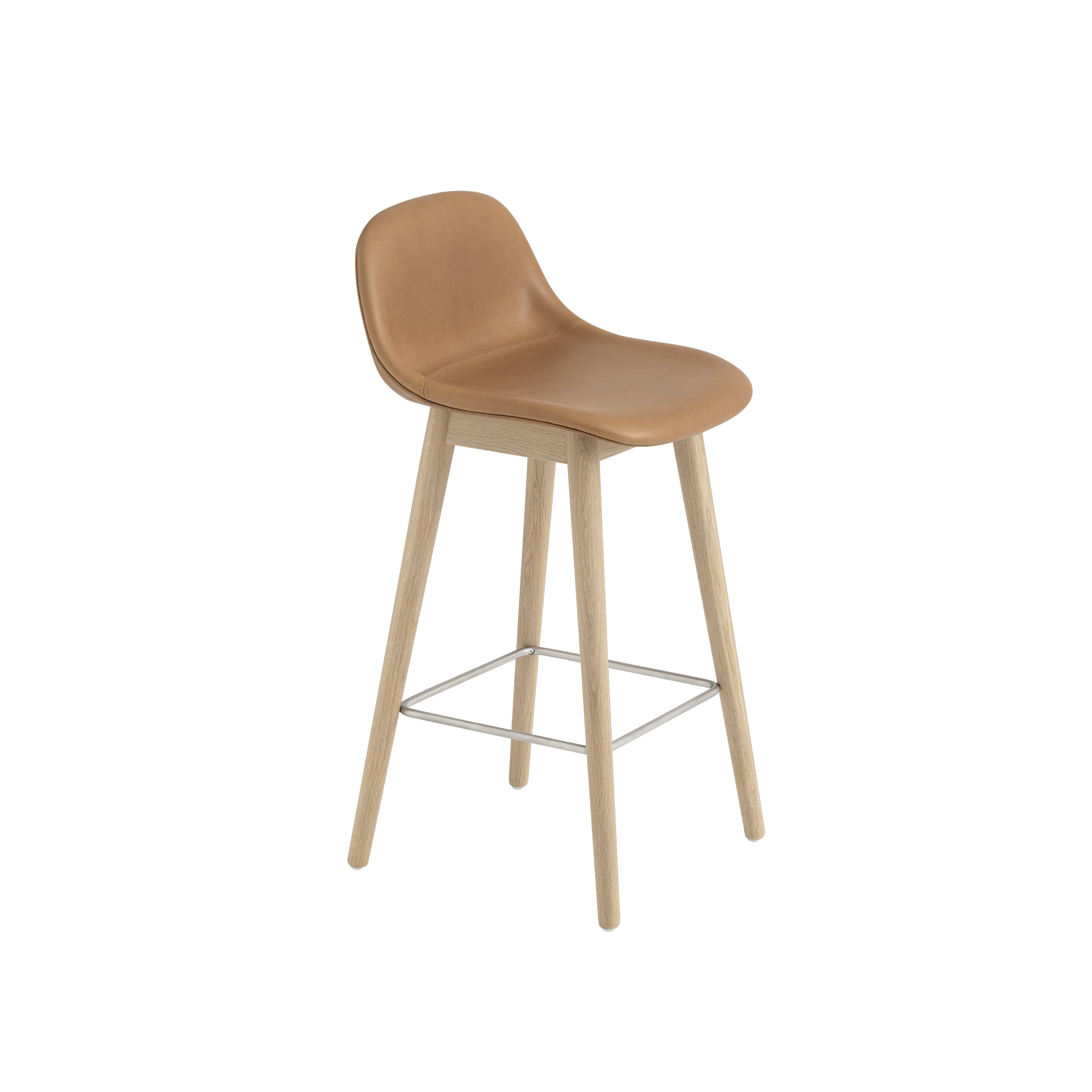 MUUTO - Fiber Barstol 65, Refine Leather Cognac/Oak