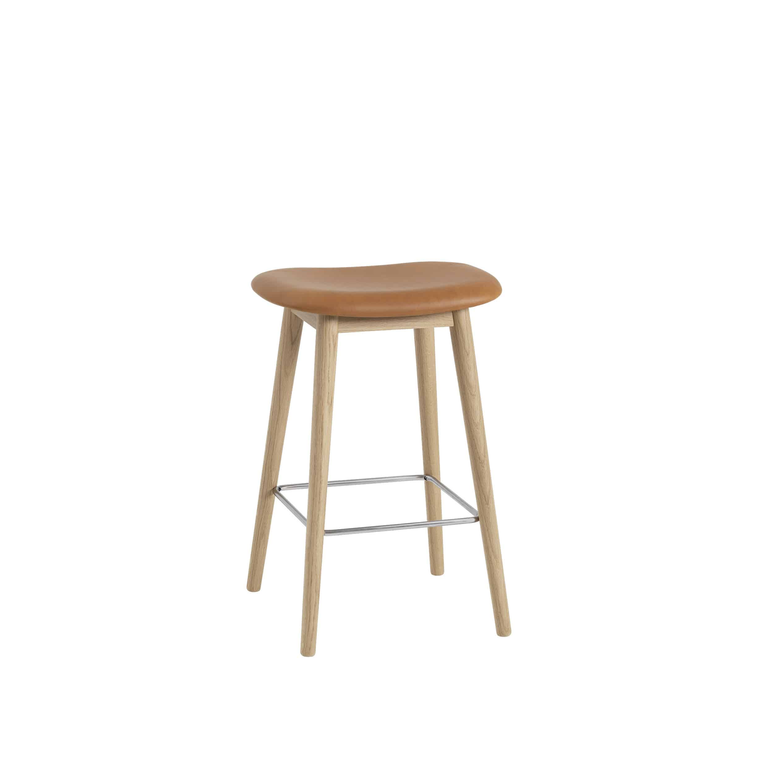 MUUTO - Fiber Barstol 75, Refine Leather Cognac/Oak