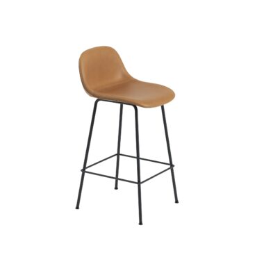 MUUTO - Fiber Barstol Tube Base 65, Refine Leather Cognac/Anthracite