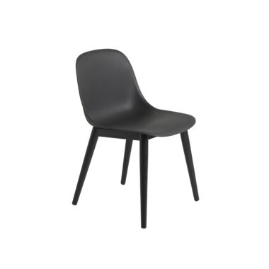 MUUTO - Fiber Spisebordsstol Wood Base, Black/Anthracite
