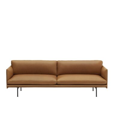 MUUTO - Outline Sofa 3-seater, Refine Leather Cognac/Black