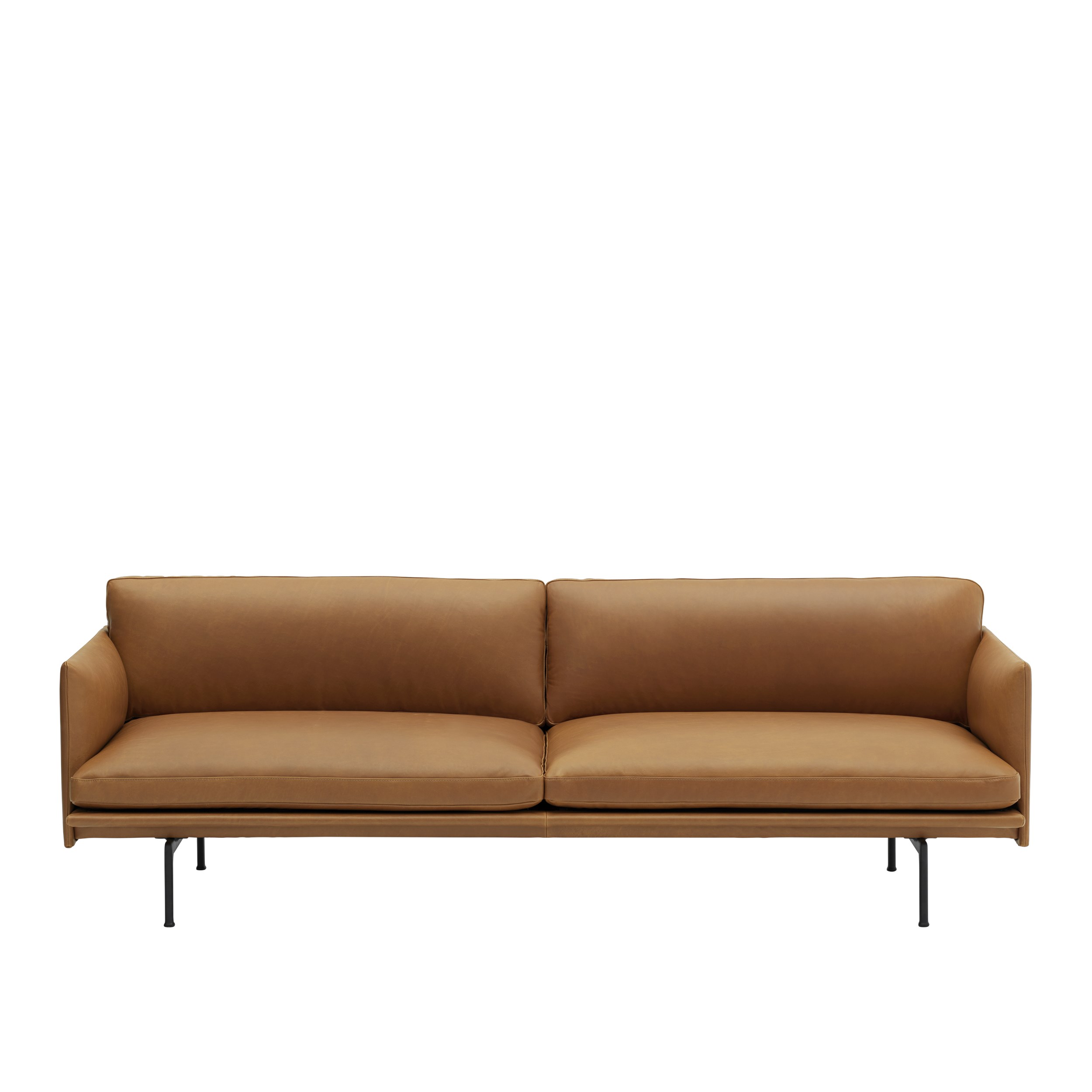 MUUTO - Outline Sofa 3-seater, Refine Leather Cognac/Black
