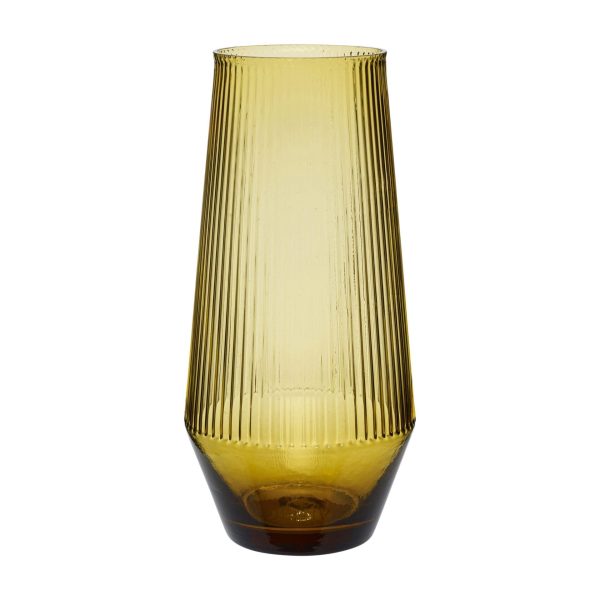 HÜBSCH - Ripple Vase med lodret ribbet design, tilspidset mod toppen, isoleret på en hvid baggrund.