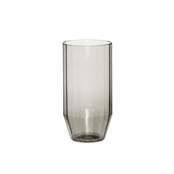A HÜBSCH - Aster Drikkeglas med sekskantet bund og lige, glatte sider, isoleret på hvid baggrund.