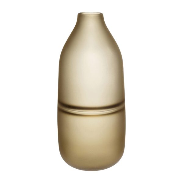 En HÜBSCH - Ægte vase med et glat, sømløst design og en blid bule rundt om dens centrum, der indsnævrer en smule i toppen og bunden. Vasen har en minimalistisk, moderne æstetik.
