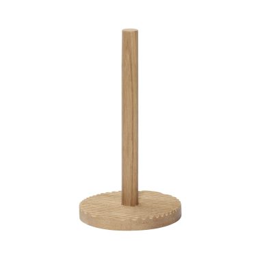 En simpel HÜBSCH - Wave Køkkenrulle Holder med en cirkulær base og en lodret stang, isoleret på en hvid baggrund.