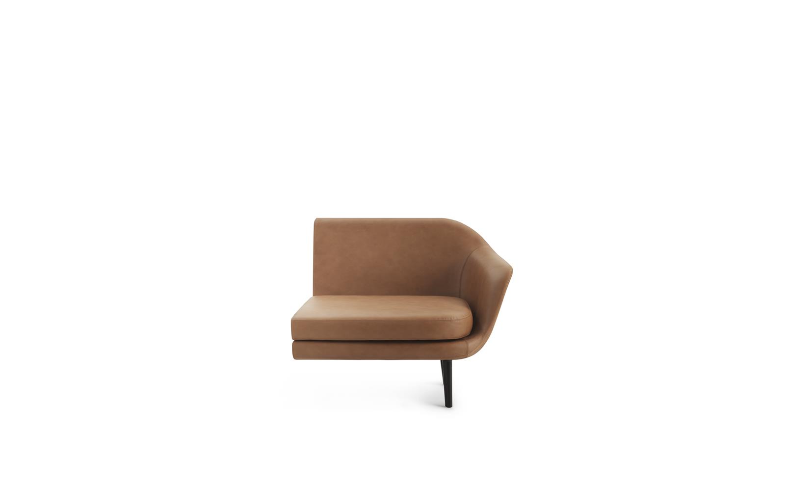 En moderne NORMANN COPENHAGEN - Sum Modulsofa 120 Højre med et lækkert design og sorte metalben, isoleret på en hvid baggrund.