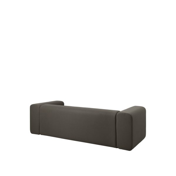 En minimalistisk mørkegrå sofa med et glat, afrundet design og ingen synlige ben, isoleret på en almindelig hvid baggrund, eksemplificerer TomorrowsDesign-æstetik.