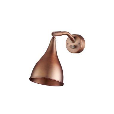 NORR11 - Le Six Væglampe væghængt lampe med en stor, klokkeformet skærm og en glat, afrundet vægplade. finishen er metallisk med en afdæmpet glans, der afspejler et minimalt og slankt design.