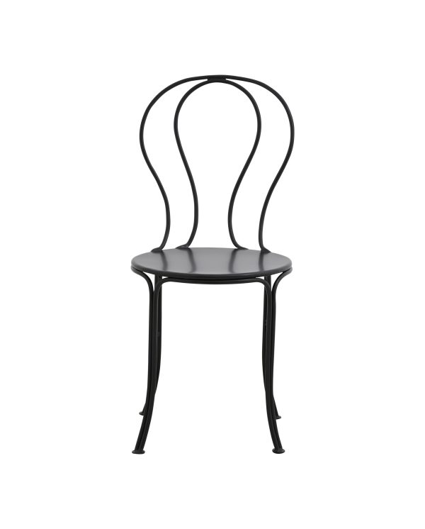 En NORDAL - Olivo Havestol med et elegant, dobbelt-loop bagsidedesign og en skinnende finish, isoleret på en hvid baggrund.
