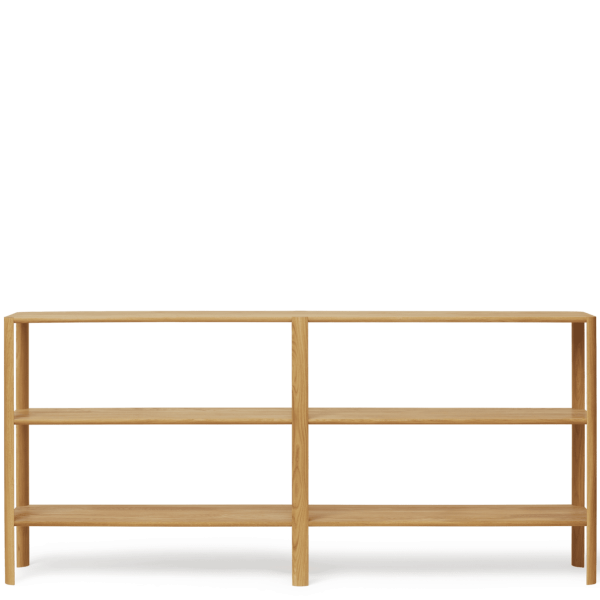 Tom FORM & REFINE - Leaf Reol 2x3 med to niveauer mod en almindelig grøn baggrund.