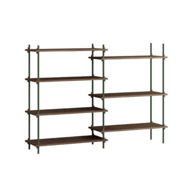MOEBE - Reolsystem S.115.2.A, Smoked Oak/Pine Green