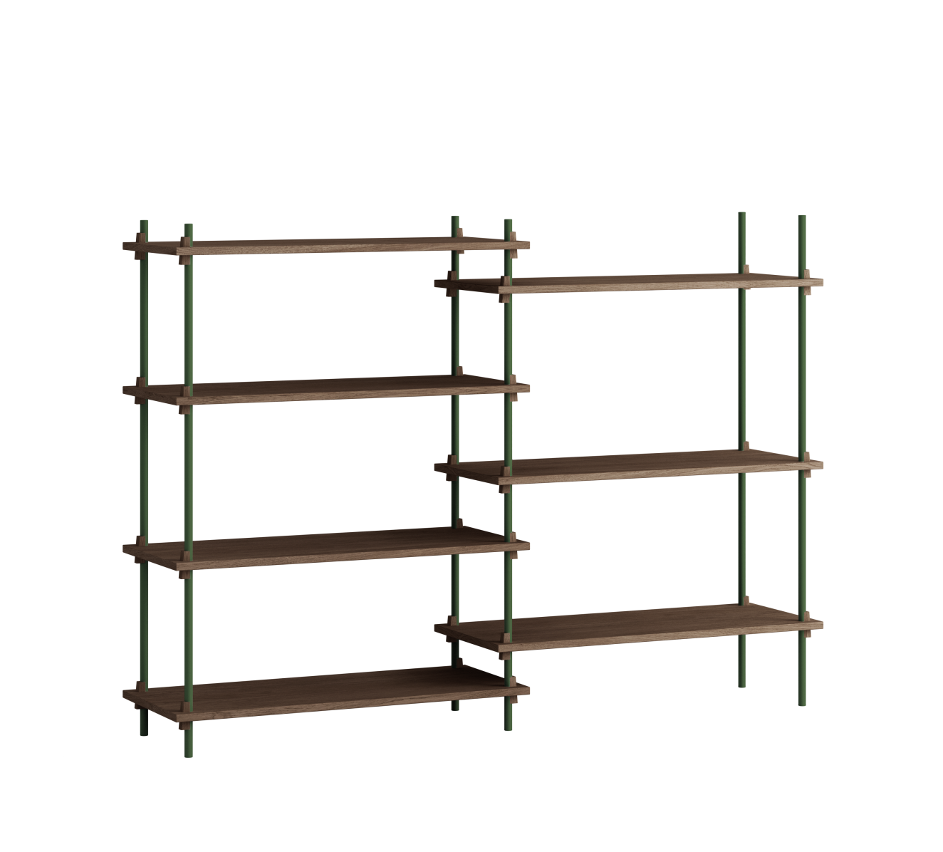 MOEBE - Reolsystem S.115.2.A, Smoked Oak/Pine Green