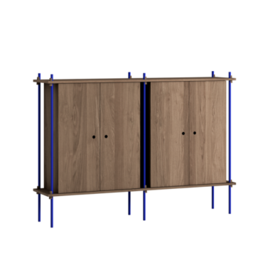MOEBE - Reolsystem S.115.2.E, Smoked Oak/Deep Blue