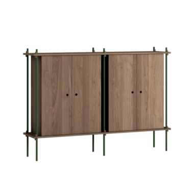 MOEBE - Reolsystem S.115.2.E, Smoked Oak/Pine Green