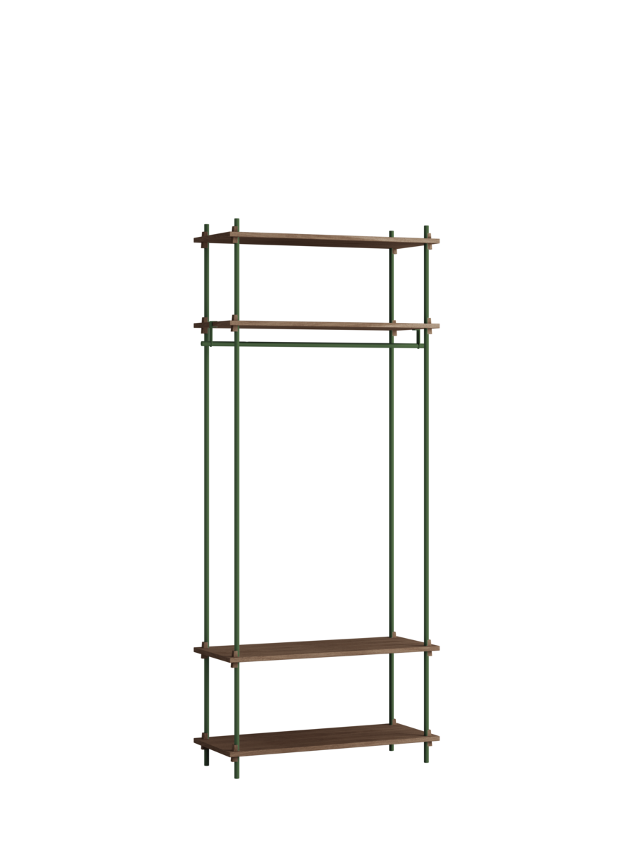 MOEBE - Reolsystem S.200.1.F, Smoked Oak/Pine Green