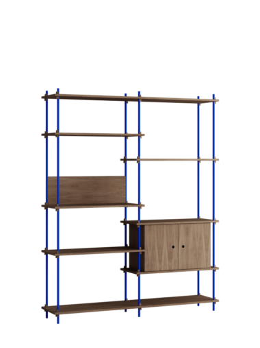 MOEBE - Reolsystem S.200.2.C, Smoked Oak/Deep Blue