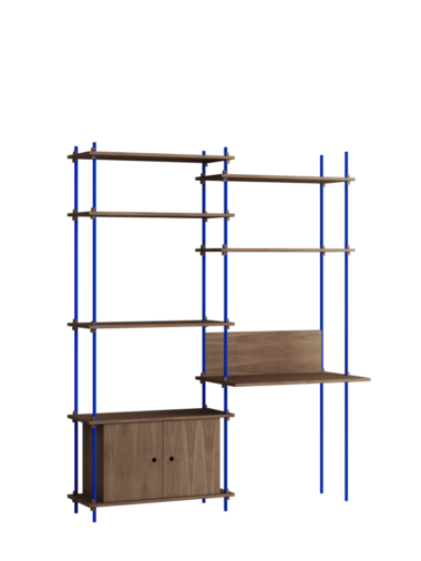 MOEBE - Reolsystem S.200.2.E, Smoked Oak/Deep Blue