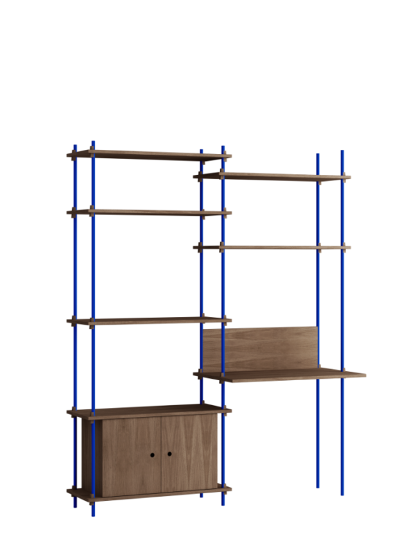 MOEBE - Reolsystem S.200.2.E, Smoked Oak/Deep Blue