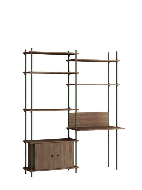 MOEBE - Reolsystem S.200.2.E, Smoked Oak/Pine Green
