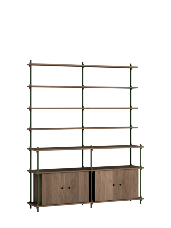 MOEBE - Reolsystem S.200.2.H, Smoked Oak/Pine Green