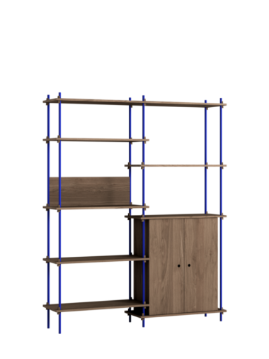 MOEBE - Reolsystem S.200.2.I, Smoked Oak/Deep Blue