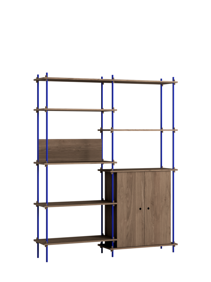 MOEBE - Reolsystem S.200.2.I, Smoked Oak/Deep Blue