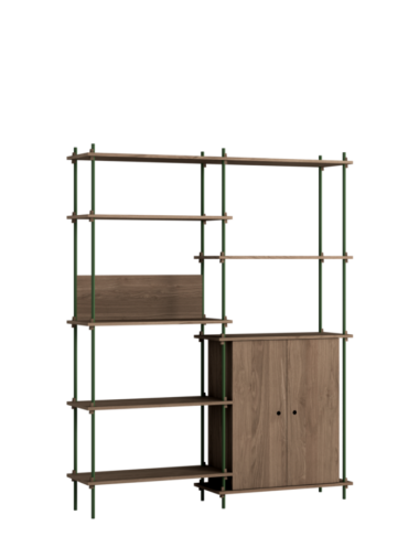 MOEBE - Reolsystem S.200.2.I, Smoked Oak/Pine Green