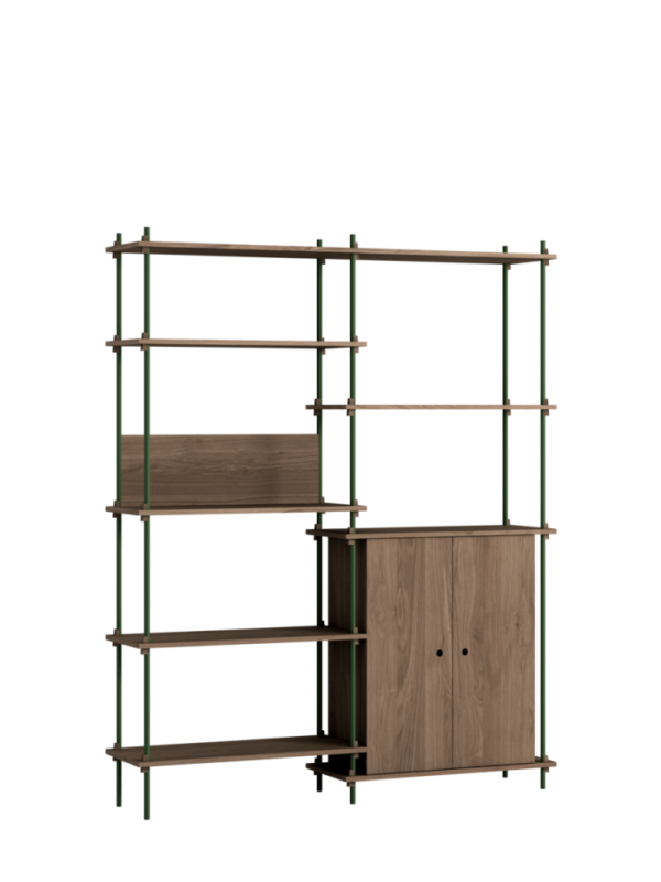MOEBE - Reolsystem S.200.2.I, Smoked Oak/Pine Green