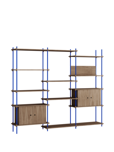 MOEBE - Reolsystem S.200.3.B, Smoked Oak/Deep Blue