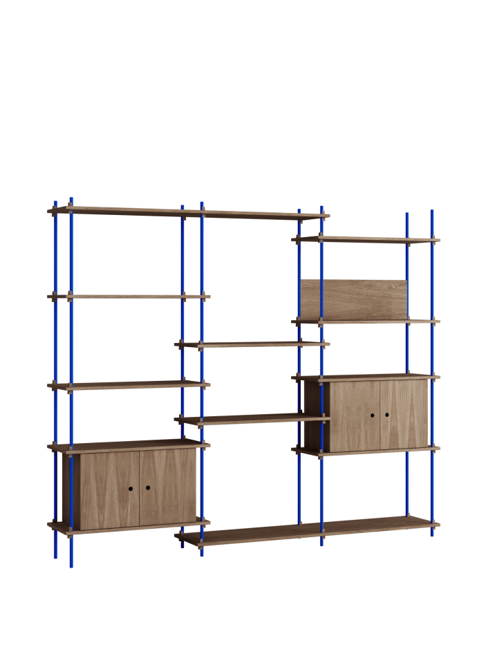 MOEBE - Reolsystem S.200.3.B, Smoked Oak/Deep Blue