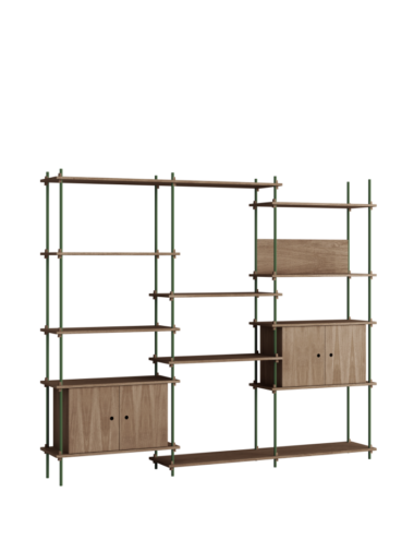 MOEBE - Reolsystem S.200.3.B, Smoked Oak/Pine Green