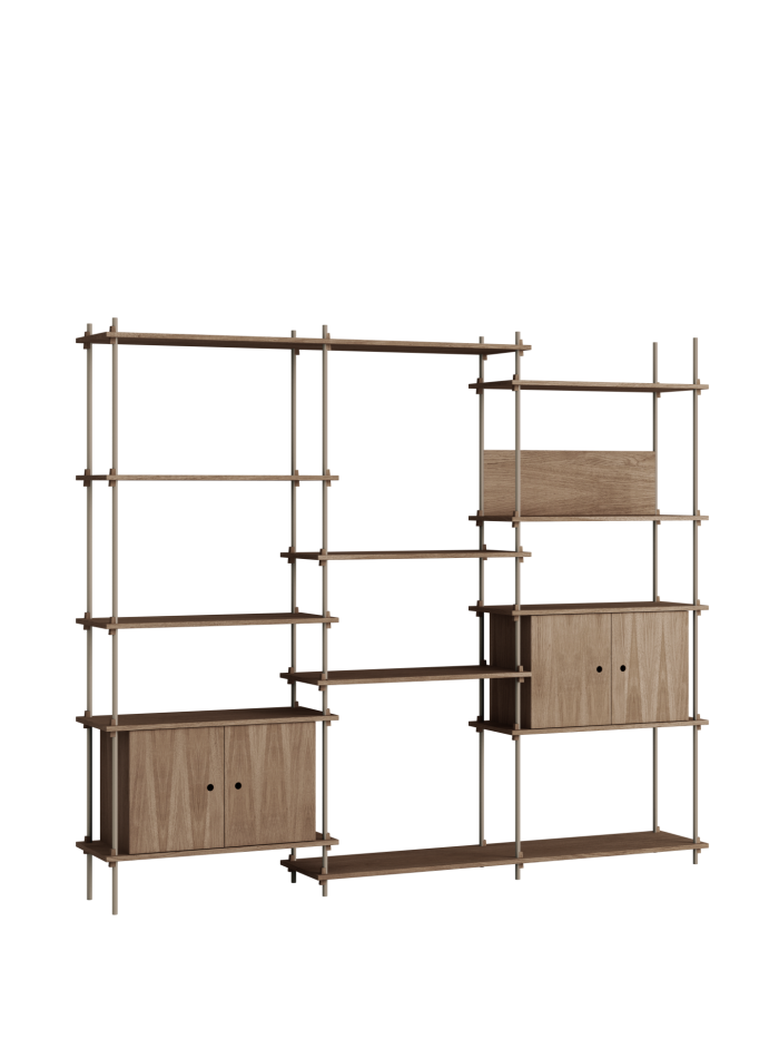 MOEBE - Reolsystem S.200.3.B, Smoked Oak/Warm Grey