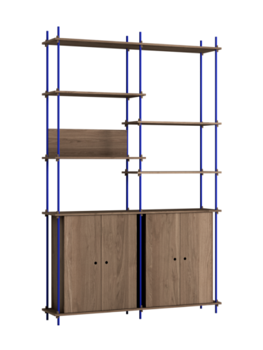 MOEBE - Reolsystem S.255.2.H, Smoked Oak/Deep Blue