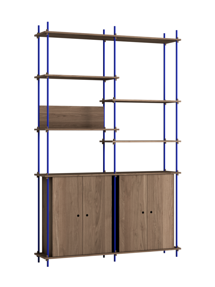 MOEBE - Reolsystem S.255.2.H, Smoked Oak/Deep Blue