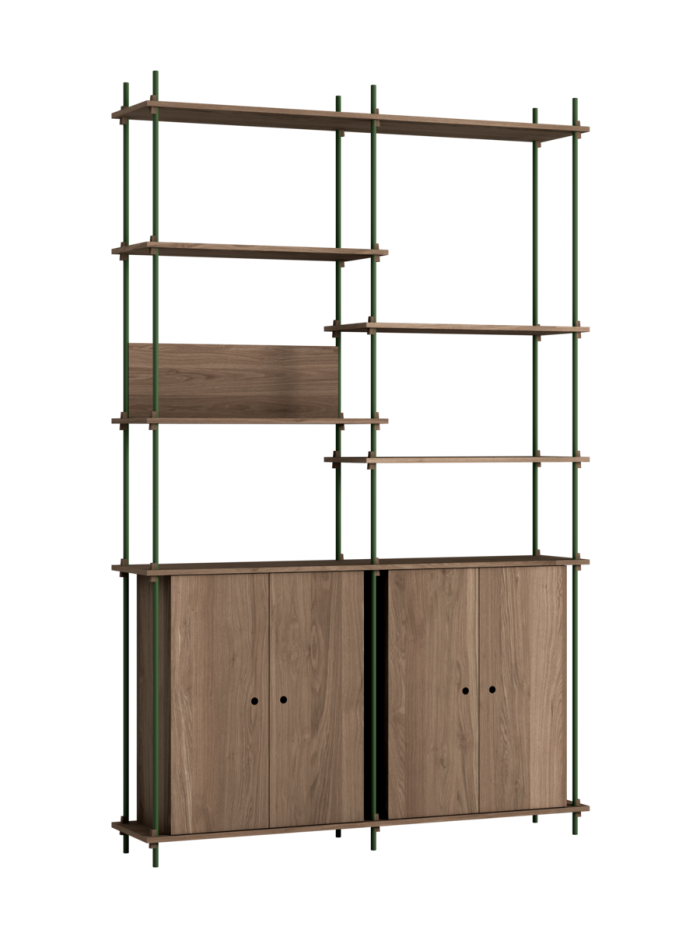 MOEBE - Reolsystem S.255.2.H, Smoked Oak/Pine Green