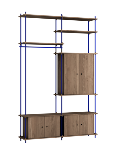 MOEBE - Reolsystem S.255.2.J, Smoked Oak/Deep Blue